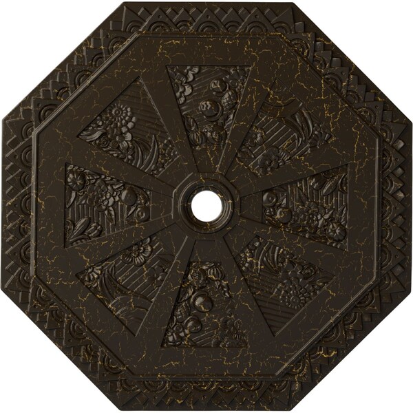 Ekena Millwork Spring Octagonal Medallion (Canopies up to 3"), 29 1/8"OD x 2 1/4"ID x 1 1/8"P, Stone Hearth Crackle CM30SPSHC - main